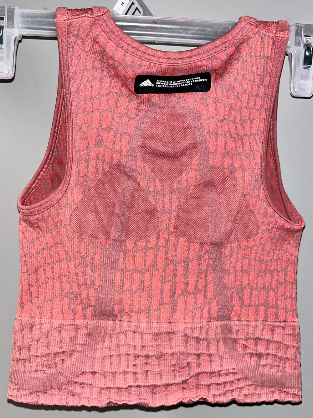 adidas Women’s Athletic Tank Top Pink Coral Abstract Print Built-In Bra Size S